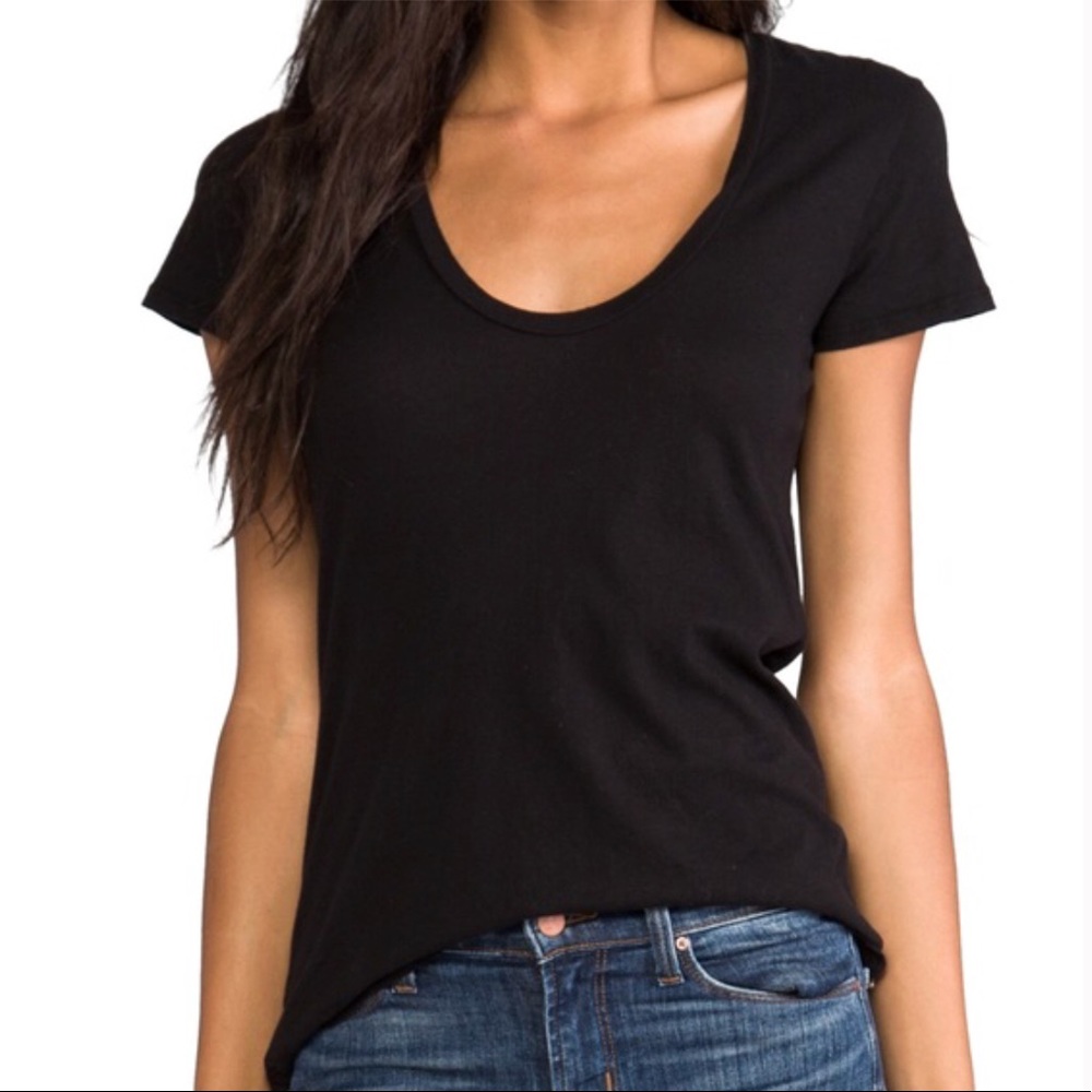 James Perse Relaxed Scoop Neck Black Tee